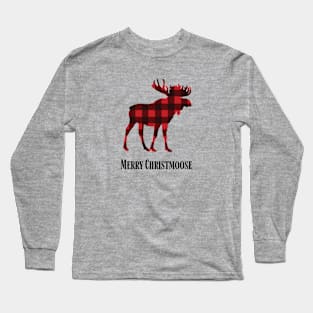 Christmoose Red and Black Buffalo Plaid Christmas Long Sleeve T-Shirt